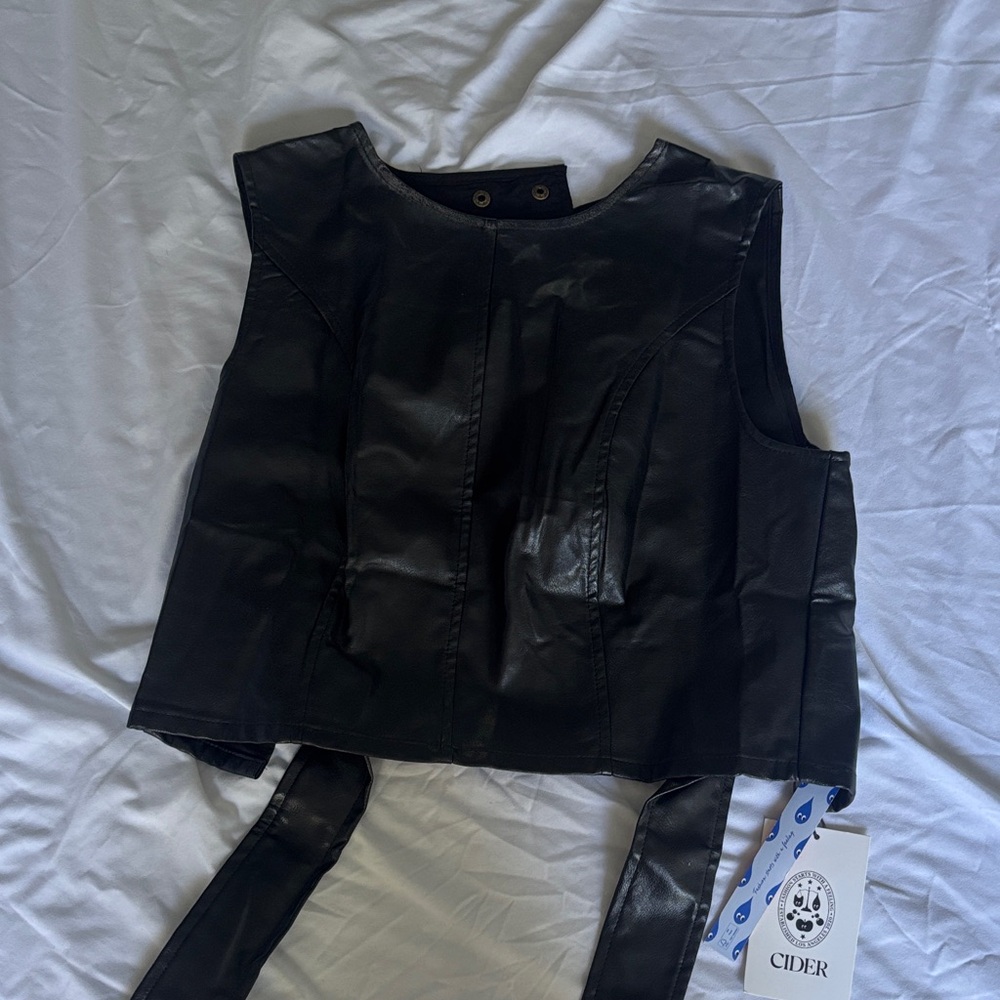 Cider Sleek Black Leather top